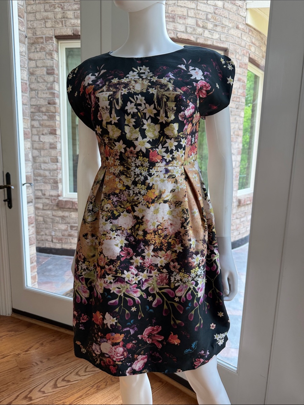Hobbs Black Floral Fit & Flare Cocktail Dress